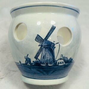 Vintage Delft Blauw Holland Hand Painted Dutch Hyacinth/Crocus Bulb Planter Pot